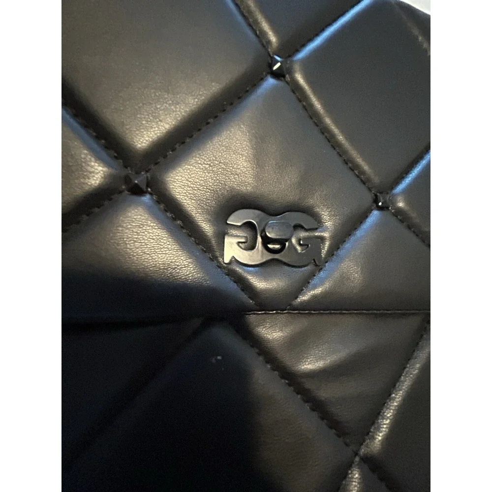New Gilda Paris Black Vegan Leather Quilted Purse Handbag Shoulder $140